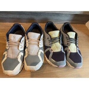 2 Pairs of On Running Cloud 5 Sneakers Women Size 8.5 with Holes in Them